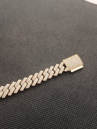 8 CARATS DIAMOND PAVE SET CUBAN BRACELET 10KT YELLOW GOLD