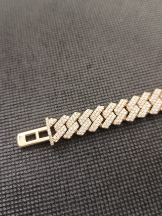 8 CARATS DIAMOND PAVE SET CUBAN BRACELET 10KT YELLOW GOLD