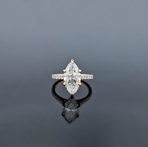 KARA – 2.5 Carat Marquise Solitaire LGD Ring in 14K Yellow Gold