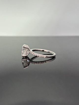 3 Carat Square Cushion Cut VS1 IGI Certified Ring with Single Row Diamond Shank and Hidden Halo