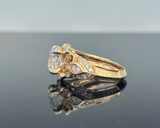 3 Carats Round Diamond Art Deco Vintage Inspired Ring