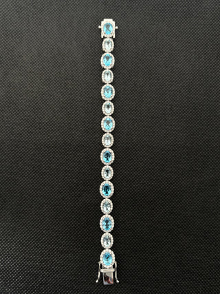 18 Carats Tennis Bracelet- LONDON BLUE TOPAZ, AQUAMARINE AND LAB GROWN DIAMONDS