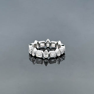 OPHELIA – 2 Carat Pear and Emerald LGD Eternity Ring in 10K White Gold