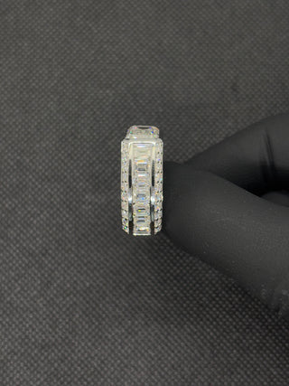 9 Carats F VS1 Emerald Cut Diamond Men's Ring 14kt Gold (LGD)