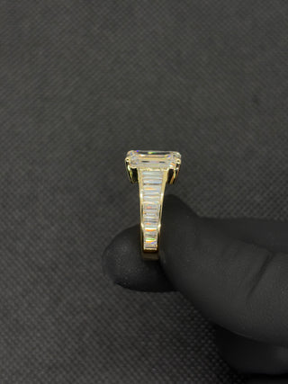 6 Carat Emerald Cut Center with Graduating Baguettes Shank