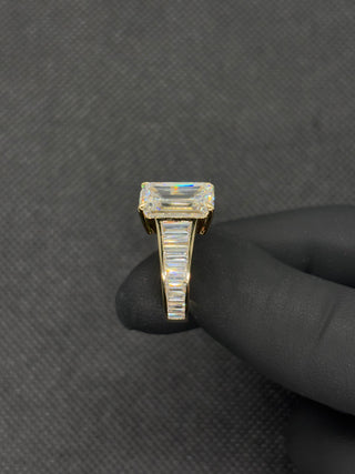 6 Carat Emerald Cut Center with Graduating Baguettes Shank