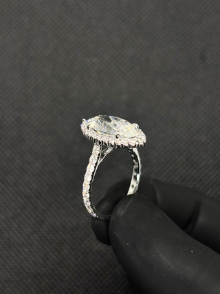 4.5 Carats Moval Old Mine Cut Set in an Elegant Halo Design Ring (LGD)