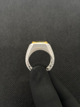 7 Carats Vivid Yellow Radiant Cut Men's Ring in 14kt Gold (Lab Grown Diamond)