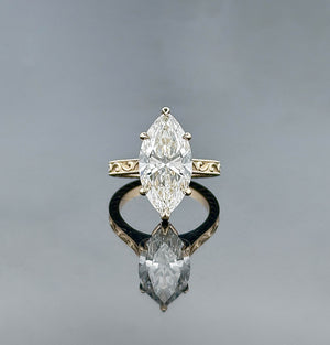 ROWENA – 6 Carat Marquise LGD Ring in 14K Yellow Gold