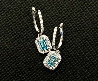 3 Carats Blue Diamond Dangling Earrings in 14kt Gold (Lab Grown Diamond)