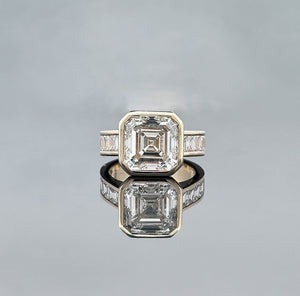 YVONNE – 8 Carat Asscher LGD Ring in 14K White Gold