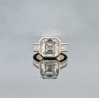YVONNE – 8 Carat Asscher LGD Ring in 14K White Gold