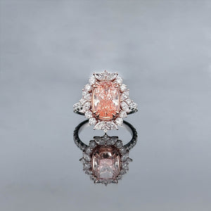 SABINE – 5 Carat Cushion Pink LGD Ring in 14K Rose & White Gold