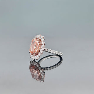 SABINE – 5 Carat Cushion Pink LGD Ring in 14K Rose & White Gold