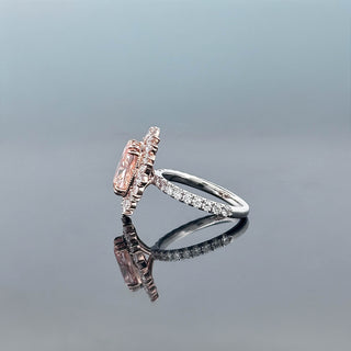 SABINE – 5 Carat Cushion Pink LGD Ring in 14K Rose & White Gold