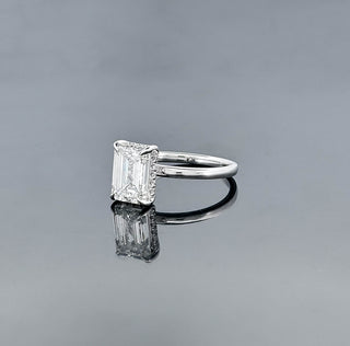 GINEVRA – 3 Carat Emerald LGD Ring in 14K White Gold