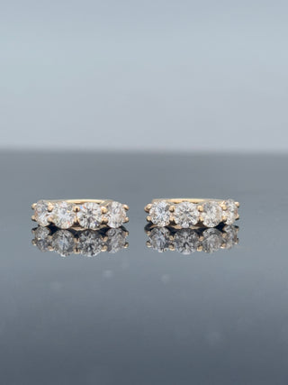 1.9 Carats Round Diamond Hoop Earrings in 14K Gold
