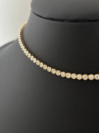 8.8 Carats Lab-Grown Diamond Bezel Tennis Chain in 14K Yellow Gold