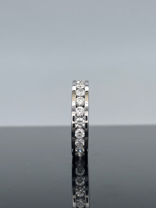 3.03 Carats Round Channel-Set Diamond Ring in 14K White Gold