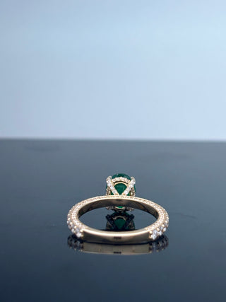 3.23 Carat Classic Natural Oval Cut Green Zambian Emerald Ring Mounted in 14K Gold
