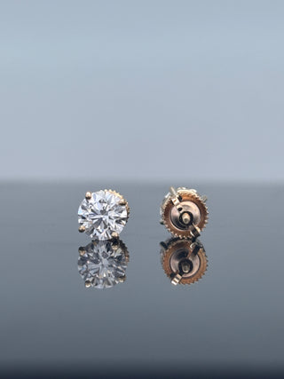 2 Carats Brilliant Round Diamond (LGD) Earrings with Scalloped in 14K Gold