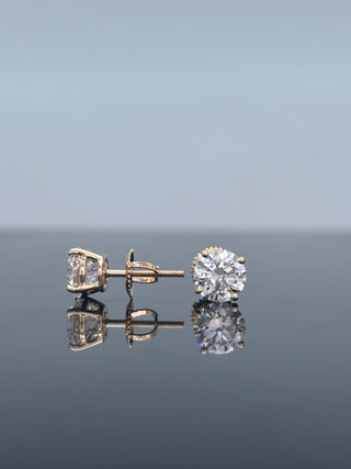 2 Carats Brilliant Round Diamond (LGD) Earrings with Scalloped in 14K Gold