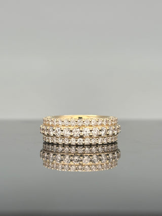 6.27 Carats Trinity Round Diamond Ring with Triple-Row Brilliance in 10K Gold