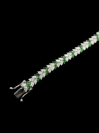 11 Carats Pear Shape Diamond Bracelet Accented with Pear-Shaped Tsavorite Set in 14kt Gold
