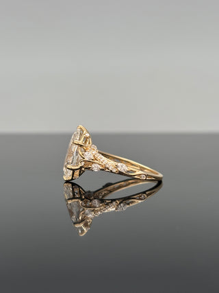 3.59 Carats Marquise Diamond (LGD) Statement Ring in 14K Gold
