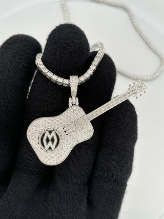 2 Carats Iced-Out Acoustic Guitar Pendant in 14K Gold l Custom Jewelry Pendant