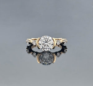 JAIDEN – 2 Carat Round Bezel LGD Ring in 14K Yellow Gold