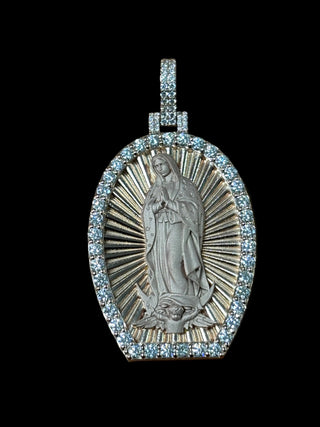 4 Carats Sacred Radiance Medallion Virgin Mary | Custom Jewelry Pendant (LGD) in 14K Rose Gold