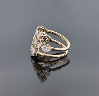 GRISELDA – 3 Carat Mixed Fancy LGD Ring in 14K Yellow Gold