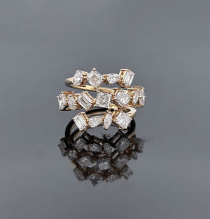 GRISELDA – 3 Carat Mixed Fancy LGD Ring in 14K Yellow Gold
