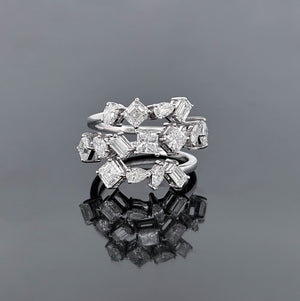 GUINEVERE – 3 Carat Mixed Fancy LGD Ring in 14K White Gold