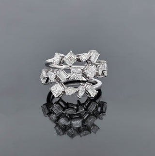 GUINEVERE – 3 Carat Mixed Fancy LGD Ring in 14K White Gold