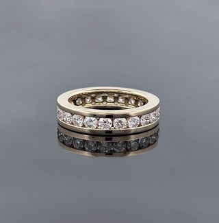 GUDA – 3 Carat Round Bezel Eternity LGD Ring in 14K Yellow Gold