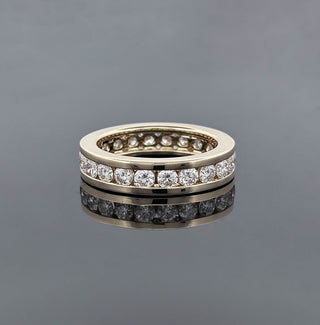 GUDA – 3 Carat Round Bezel Eternity LGD Ring in 14K Yellow Gold