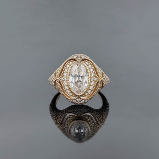 GENEVIEVE – 3.5 Carat Oval LGD Ring in 14K Yellow Gold