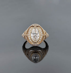 GULNAAR – 3.5 Carat Oval LGD Ring in 14K Yellow Gold