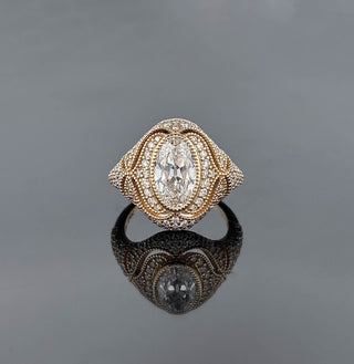 GULNAAR – 3.5 Carat Oval LGD Ring in 14K Yellow Gold