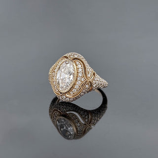 GENEVIEVE – 3.5 Carat Oval LGD Ring in 14K Yellow Gold