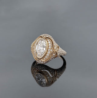 GULNAAR – 3.5 Carat Oval LGD Ring in 14K Yellow Gold