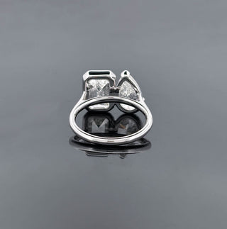 GURINA – 2 Carat Emerald & Pear Two-Stone LGD Ring in 14K White Gold