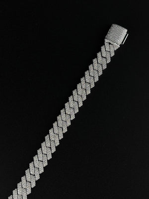 JAMISON – 12 Carat Cuban 2-Row Pave LGD Bracelet in Silver 925