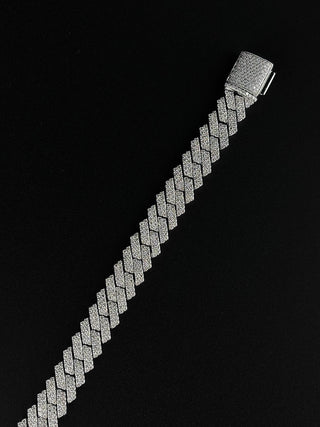 JAMISON – 12 Carat Cuban 2-Row Pave LGD Bracelet in Silver 925
