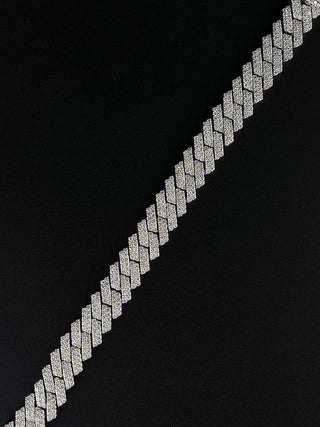 JAMISON – 12 Carat Cuban 2-Row Pave LGD Bracelet in Silver 925