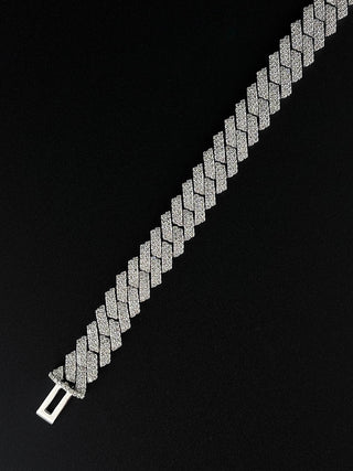 JAMISON – 12 Carat Cuban 2-Row Pave LGD Bracelet in Silver 925