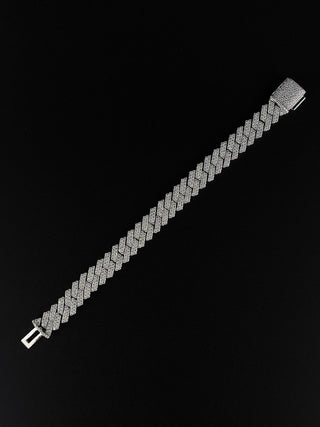 JAMISON – 12 Carat Cuban 2-Row Pave LGD Bracelet in Silver 925