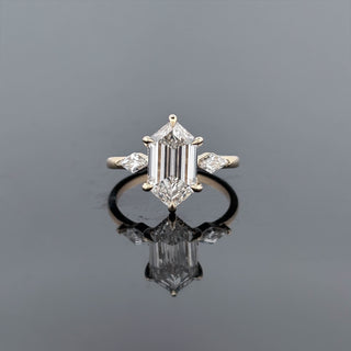 NADIA – 3 Carat Hexagon Modified Step Cut LGD Ring in 14K Yellow Gold